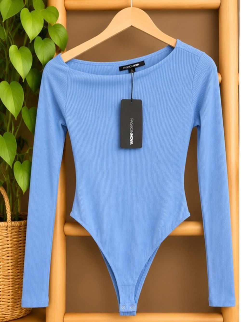 Fashion Nova Carla One Shoulder Bodysuit Blue Size S NWT